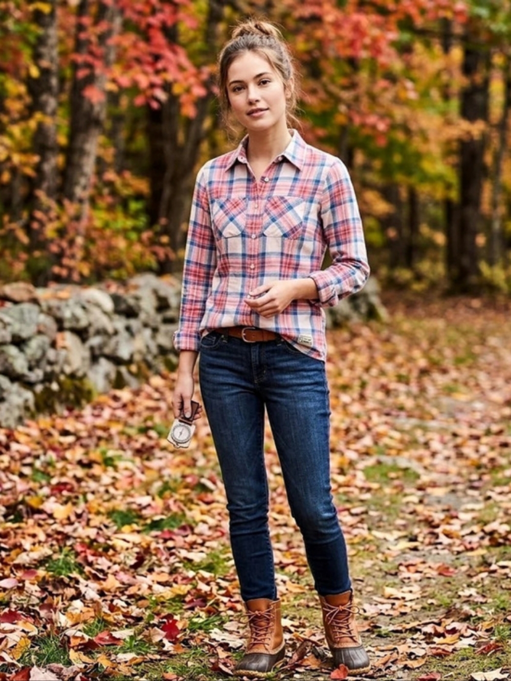 L.L. Bean Women’s Plaid Button Down Shirt | Size XXS Reg | Pink & Blue
